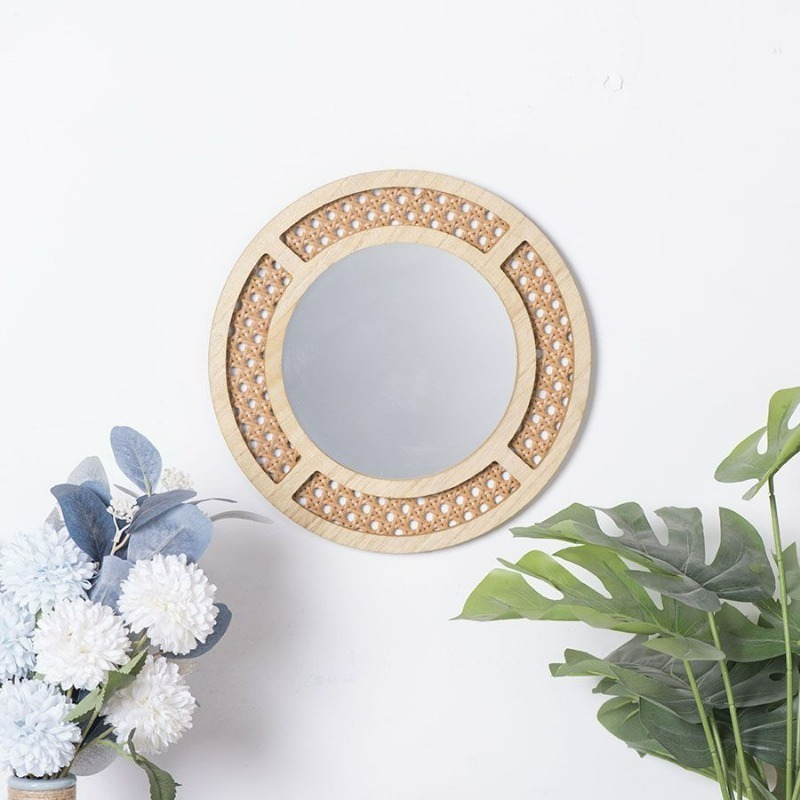 Rattan Mirror Round - Espelho decorativo criativo feito à mão