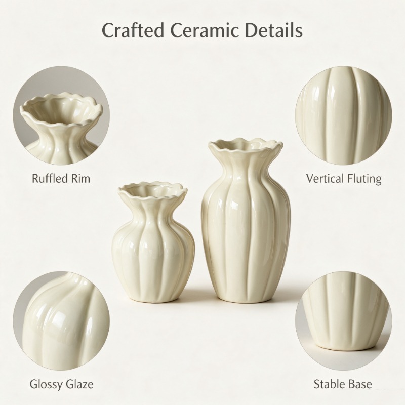 Vaso de Cerâmica Creme Retrô F - Interior Design Vintage Modern avaliação e preço