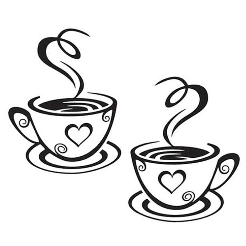 Dupla xícara de café adesivo r - Interior Design Kitchen avaliação e preço