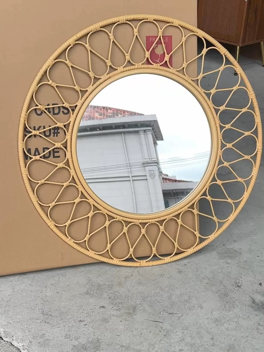 Espelho de Parede Redondo de R - Rattan Mirror Round avaliação e preço