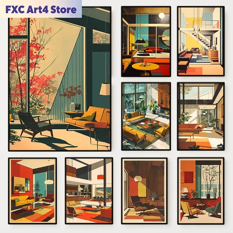 Pôster Arquitetônico Vintage S - Interior Design Layout avaliação e preço