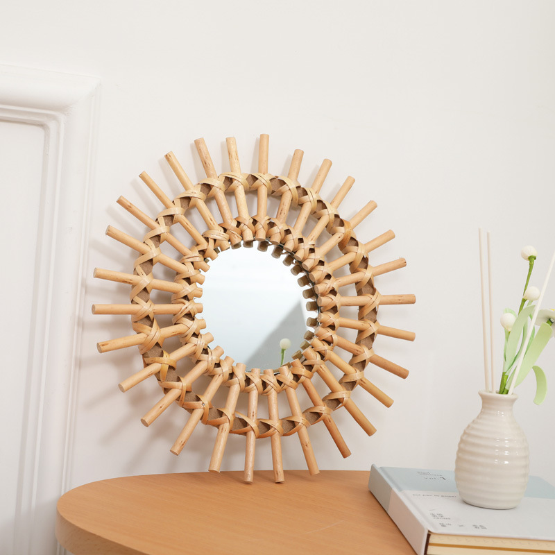 Espelho de parede de vime boho - Rattan Mirror Round avaliação e preço