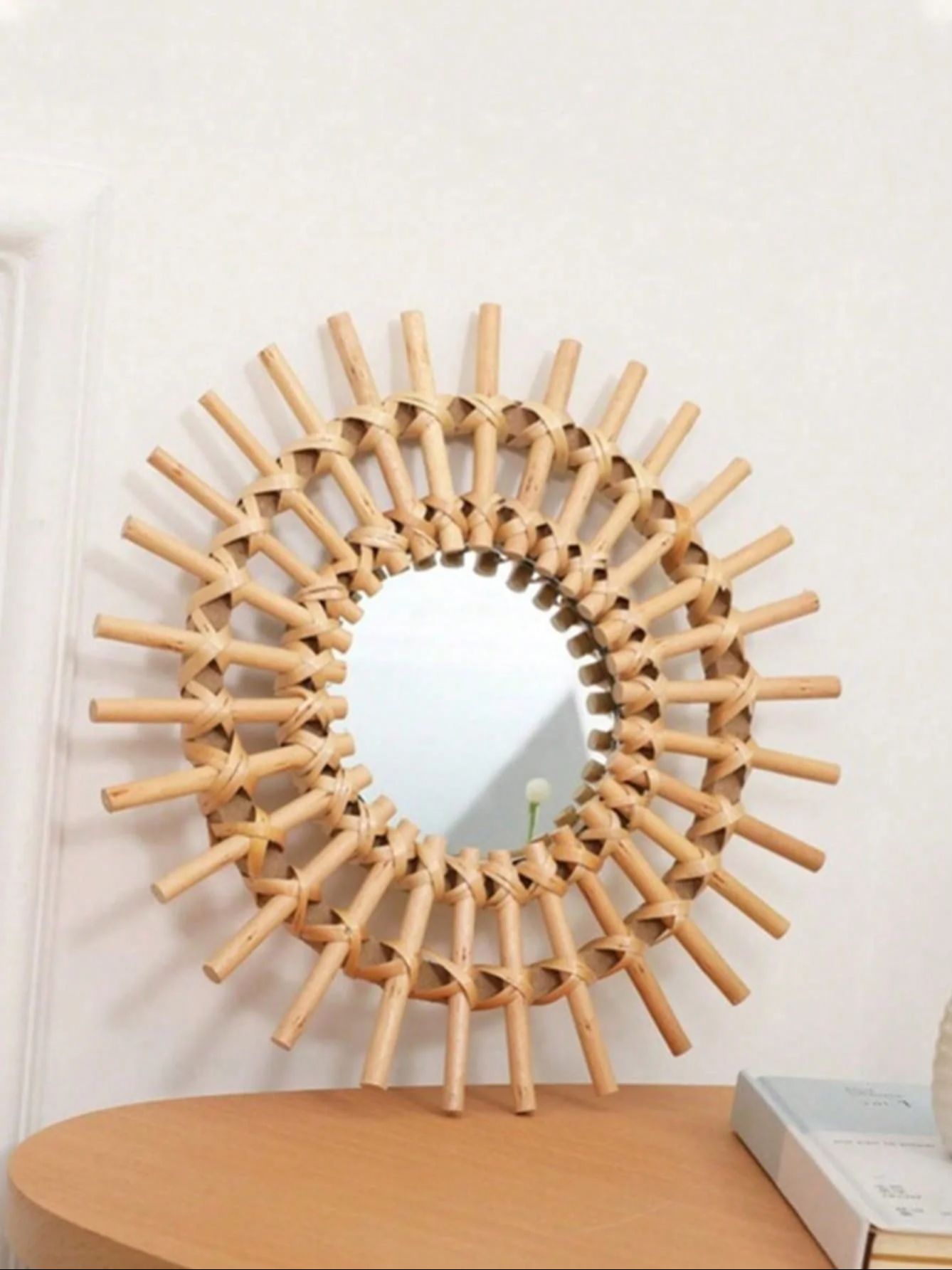 Espelho de parede de vime boho - Rattan Mirror Round avaliação e preço