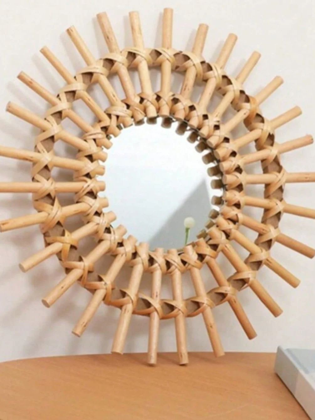 Espelho de parede de vime boho - Rattan Mirror Round avaliação e preço