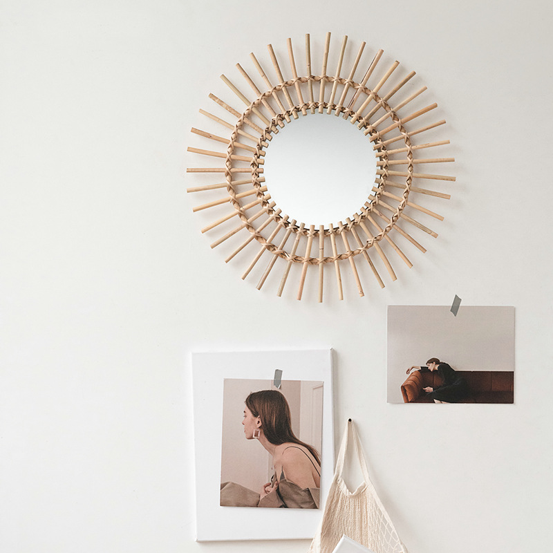 Espelho de maquiagem nórdico d - Rattan Mirror Round avaliação e preço