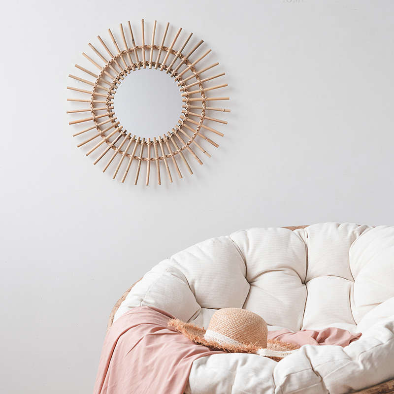 Espelho de maquiagem nórdico d - Rattan Mirror Round avaliação e preço